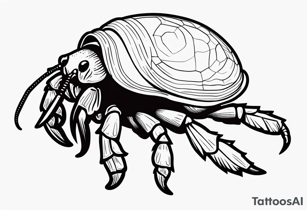 Line work hermit crab tattoo idea