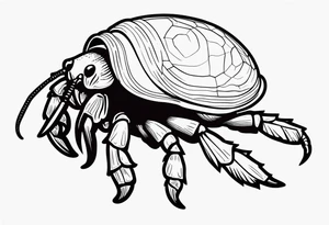 Line work hermit crab tattoo idea