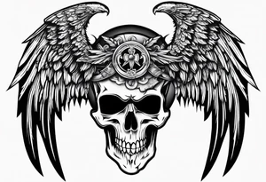 Warhammer 40k chest tattoo skull and wings tattoo idea