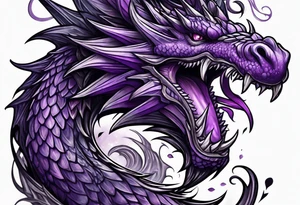 Purple eldritch dragon arm sleeve tattoo idea