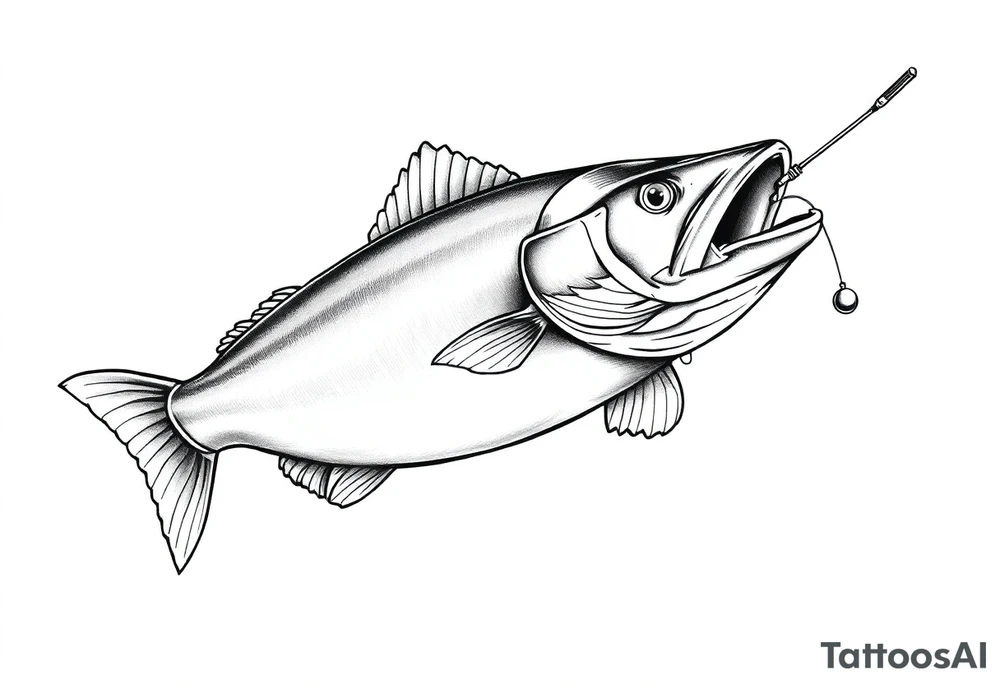 A muskelunge swimming in the water chasing a spinner bait tattoo idea