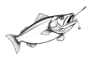 A muskelunge swimming in the water chasing a spinner bait tattoo idea