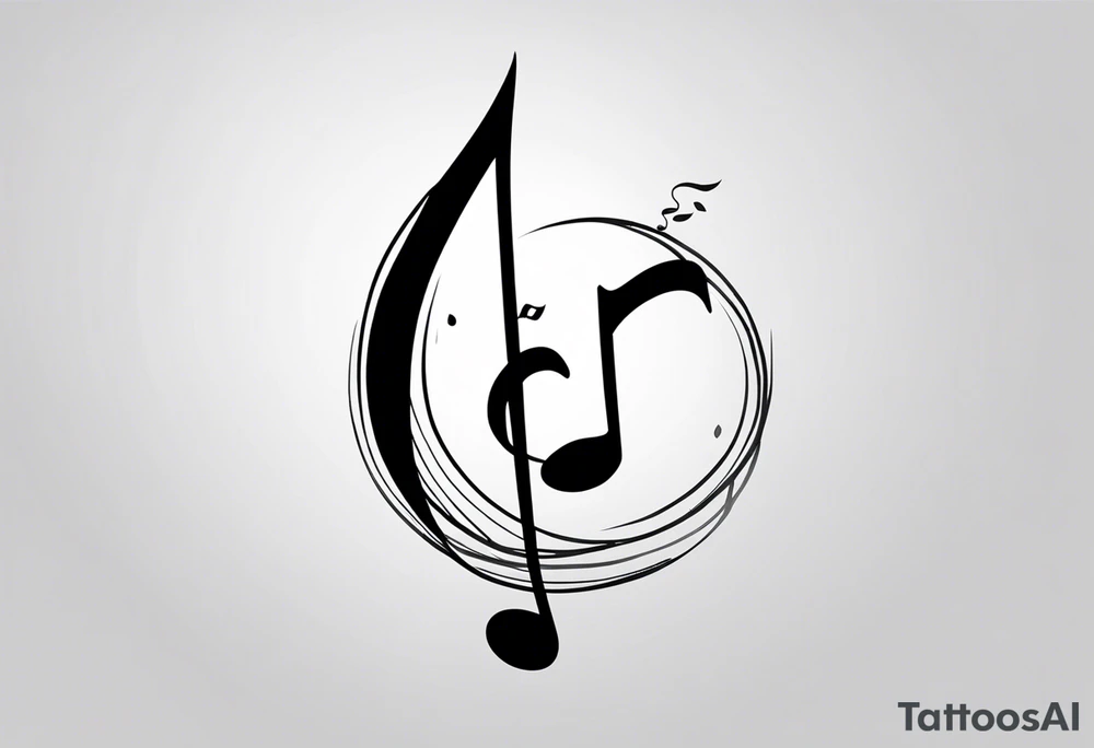 Simple minimalist tattoo in the style of single needle art depicting musical notes in the shape of letters “l” and “r” tattoo idea