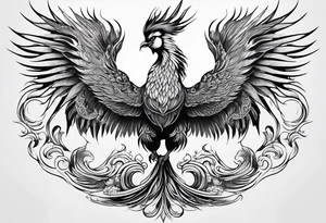 graceful asian style phoenix with extra long tail feathers and a long neck tattoo idea
