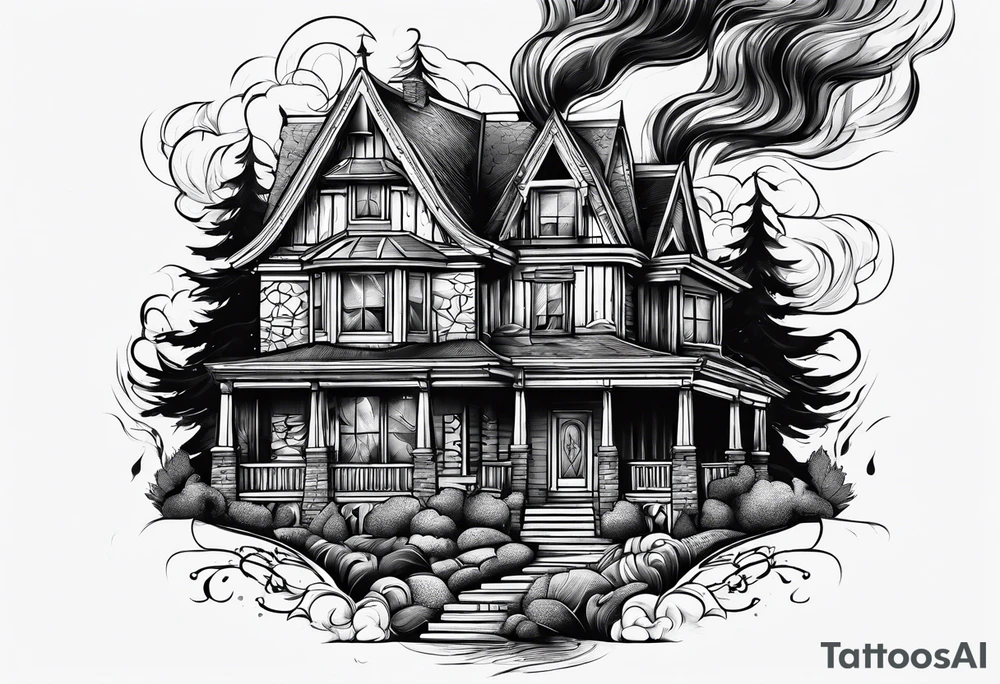 House on fire tattoo idea