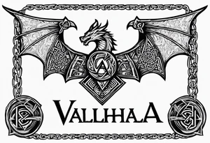 Valhalla sword chain barbed wire
 dragon axe Valknut tattoo idea