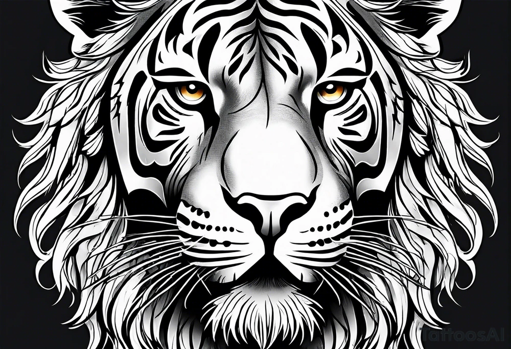 big cat face, growling or roaring, no mane tattoo idea