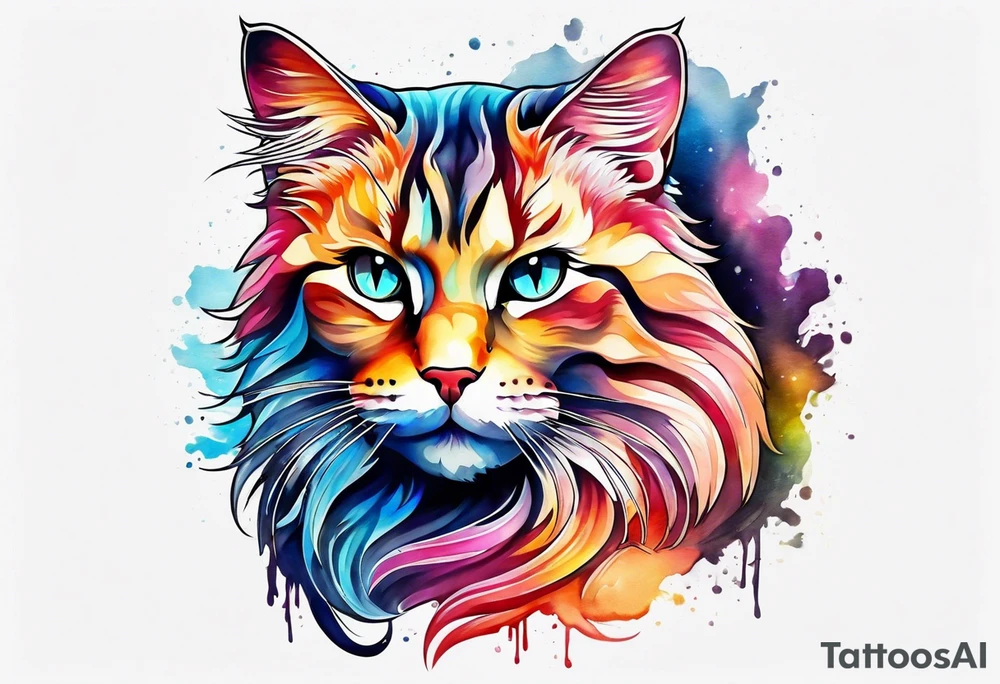 Water color cat tattoo idea