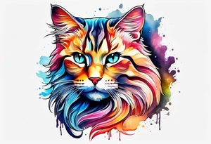 Water color cat tattoo idea
