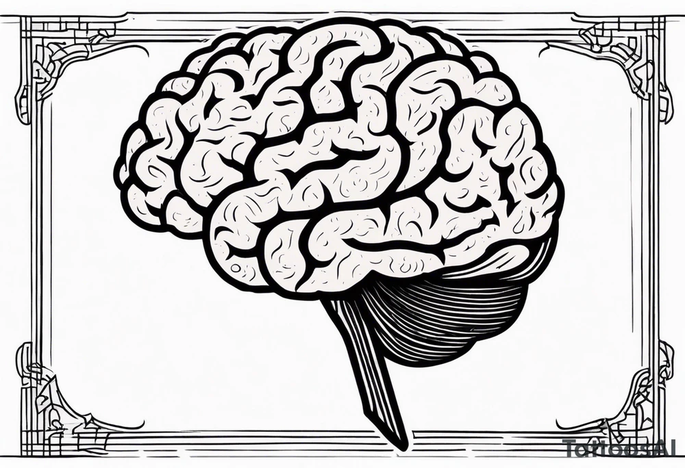 anthropomorphic brain with depression tattoo idea