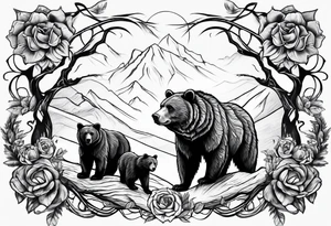 Bear protecting cubs tattoo idea
