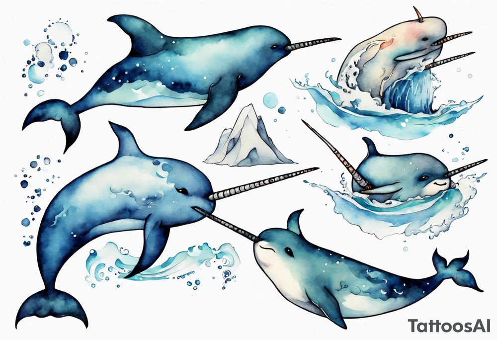 a narwhal in the arctic tattoo idea