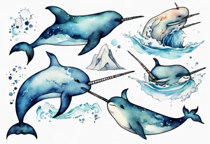 a narwhal in the arctic tattoo idea