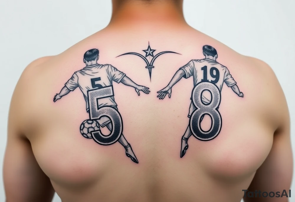 Shoulder 
Brothers Soccer Players Number 5 Number 8 tattoo idea