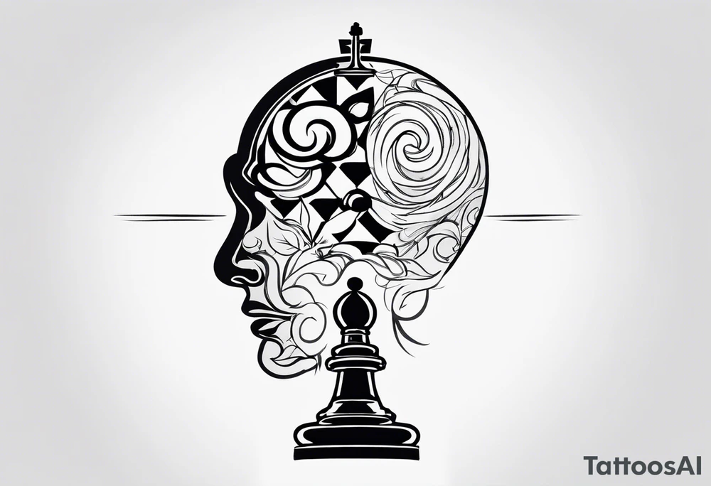 chess brain spiritual design with soft edges tattoo idea chess brain spiritual design with soft edges tattoo idea