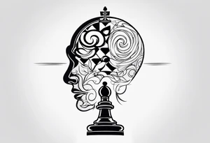 chess brain spiritual design with soft edges tattoo idea