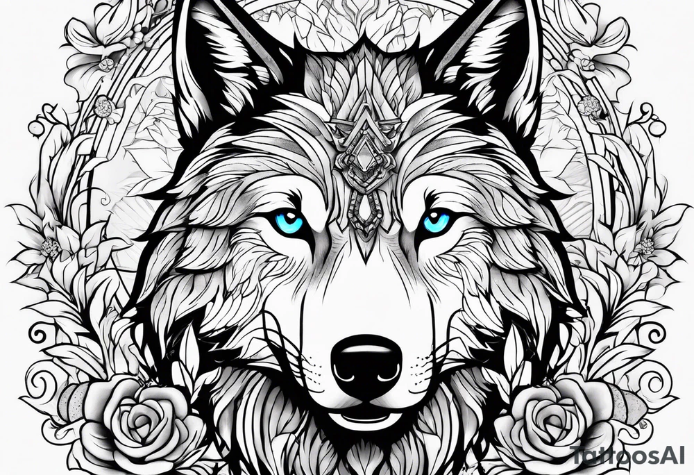 Pretty wolf tattoo idea