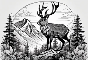 jackelope  mountain forest tattoo idea