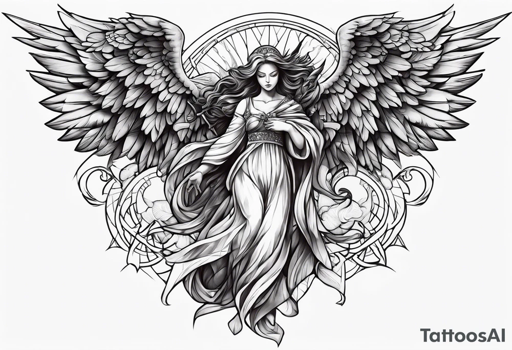 American guardian angel and demon angel fusing together tattoo idea