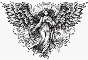 American guardian angel and demon angel fusing together tattoo idea