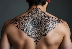 intricate mandala with sacred geometry and cosmic elements tattoo idea