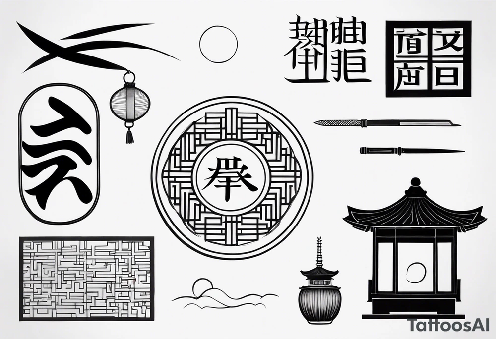 Chinese lettering next to a Japanese  charm tattoo idea
