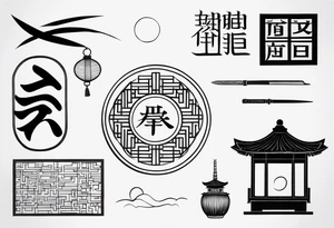 Chinese lettering next to a Japanese  charm tattoo idea
