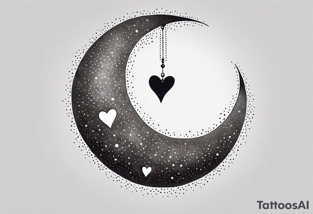 Crescent moon with a love heart inside tattoo idea