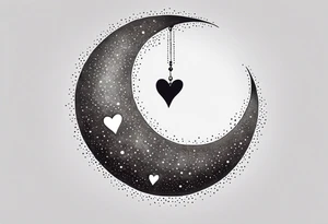 Crescent moon with a love heart inside tattoo idea
