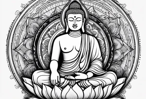 Buddha on lotus under compass tattoo idea
