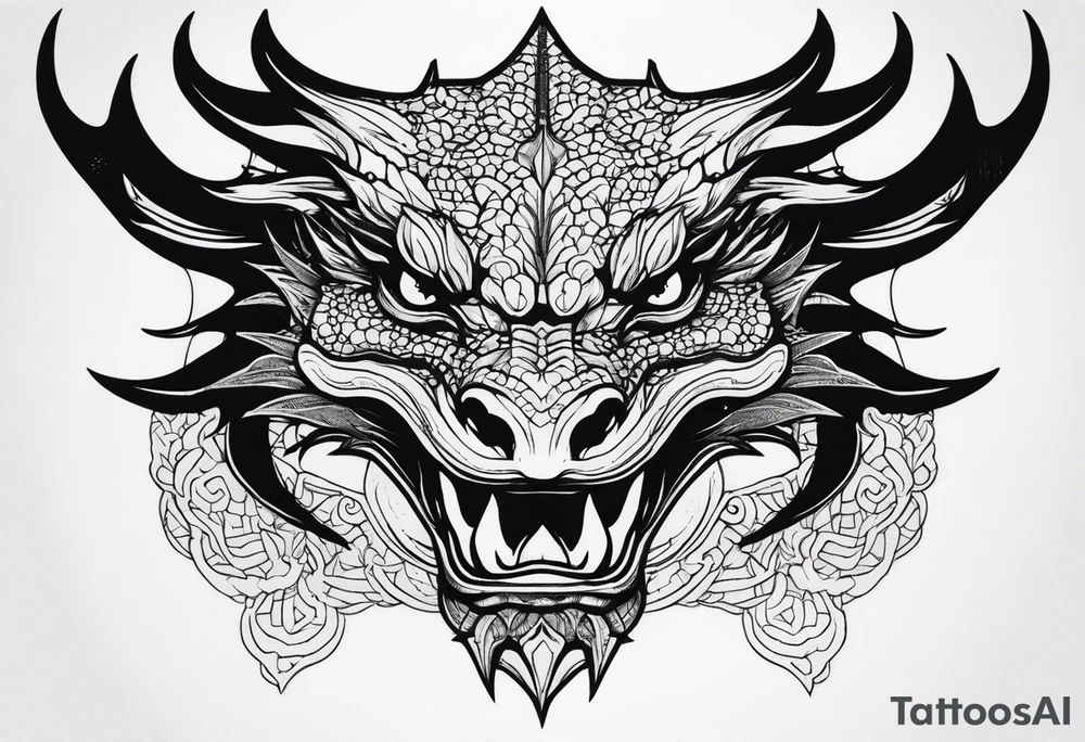 Dragon head facing front tattoo idea