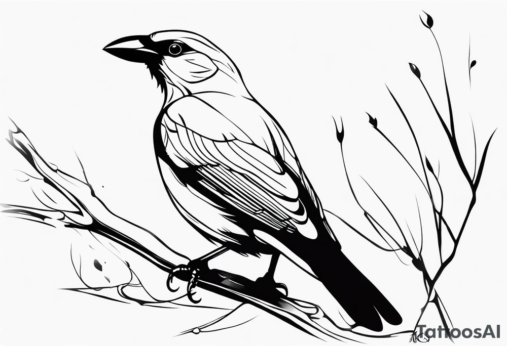 pássaro corvo pousando tattoo idea