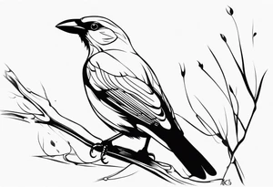 pássaro corvo pousando tattoo idea