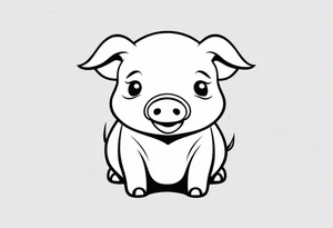 very cute piglet.
outline only.
black and white only.
only show the piglet. no extra lines or decoration.
no black shading tattoo idea