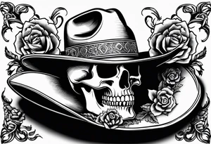 Mexican cowboy hat, prickly pear cactus and skull tattoo idea