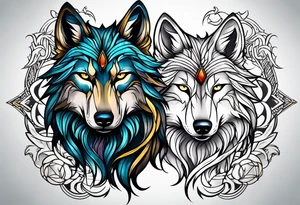 Neotraditional wolf tattoo idea
