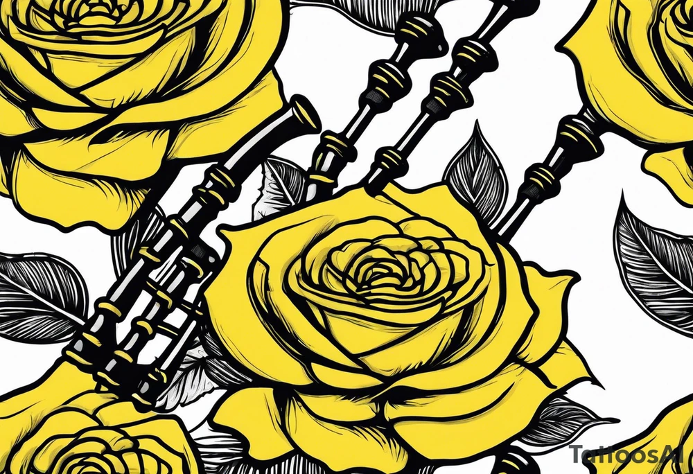 Irish bagpipes yellow rose tattoo idea