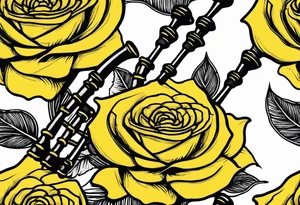 Irish bagpipes yellow rose tattoo idea