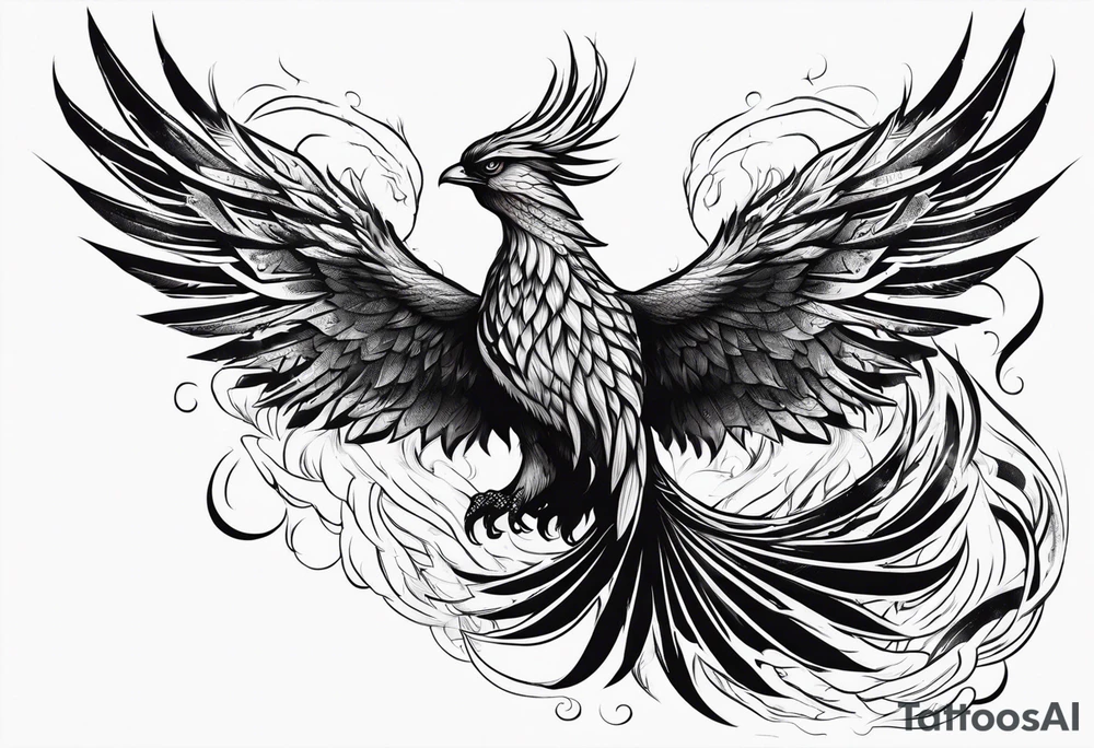 Phoenix riding from the ashes tattoo idea