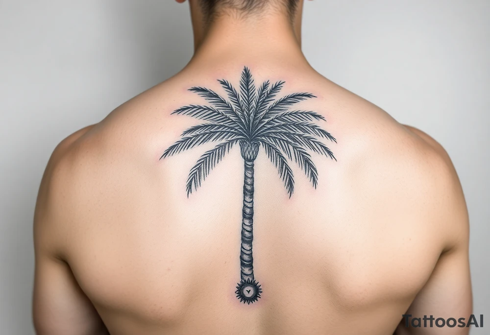 palm tree sleeve tattoo idea