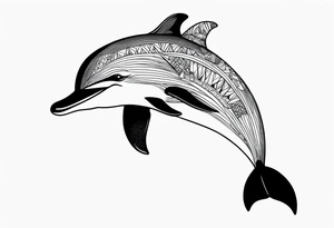 One dolphin wearing a party hat. Small design. tattoo idea