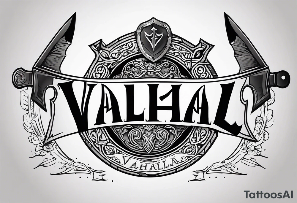 Valhalla round shield dark cloud axe tattoo idea
