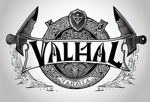 Valhalla round shield dark cloud axe tattoo idea