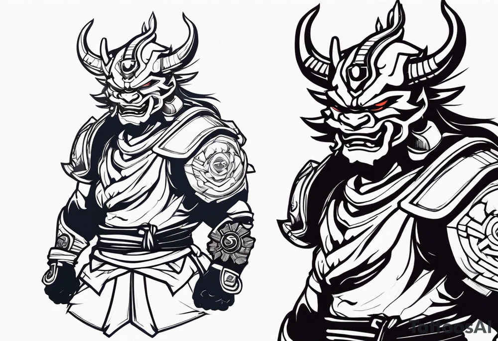 Cyber oni samurai tattoo idea