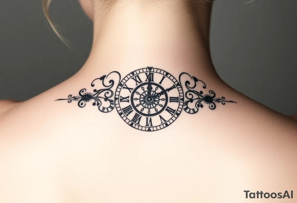 vintage roman numerals within ornate clockwork mechanism tattoo idea