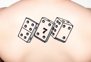 Three realistic domino tiles falling onto each other , showing the pips 8, 7, and 6. tattoo idea