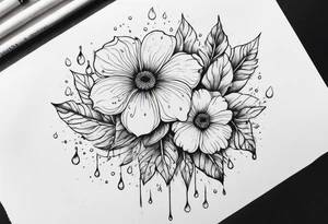 Flowers with rain droplets on them tattoo idea