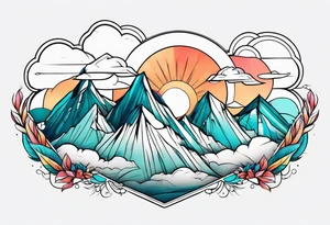 mountains with clouds tattoo idea