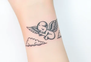 Winged baby, clouds tattoo idea