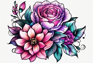 Bright, colorful, lots of pinks and purples flower arm tattoo tattoo idea